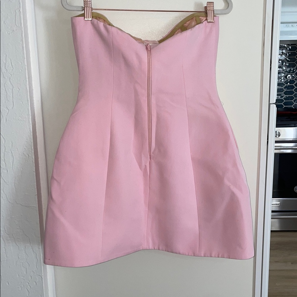 Pink Strapless Cutout Flower Front Mini Dress | L - Picture 4 of 17